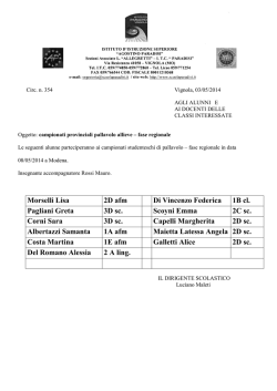 Morselli Lisa 2D afm Di Vincenzo Federica 1B cl. Pagliani Greta 3D