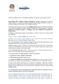 La partecipazione di granarolo s pa a padiglione italia