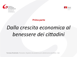Dalla crescita economica al benessere dei cittadini Prima
