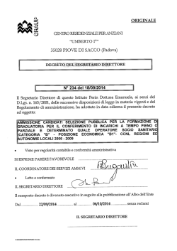 ammissione candidati selezione pubblica per la