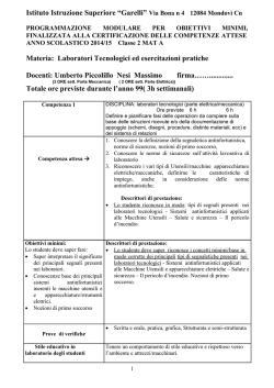 Prog. Laboratori tecnologici parte meccanica ed elettrica