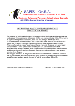 Scatti APA e apprendistato professionalizzante, Informativa