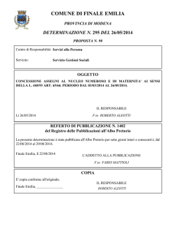comune di finale emilia determinazione n. 295 del 26/05/2014