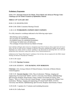 Preliminary Programme EEBA 2015: Synergies between Eye Banks