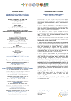 Convegno di apertura Corso Avanzato di Alta Formazione