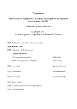 Programma Prevenzione e diagnosi dei disturbi