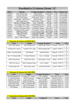 Esordienti a 11 ritorno Girone &ldquo;A&rdquo;