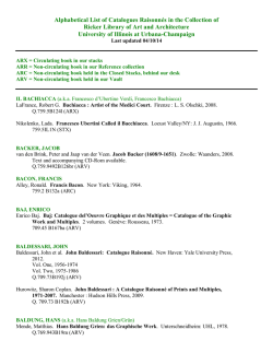 Alphabetical List of Catalogues Raisonn&eacute;s in the Collection of