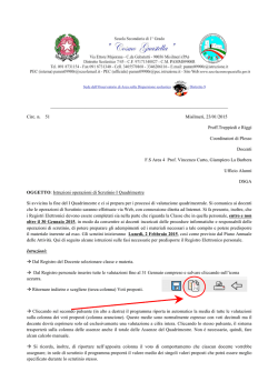 Istruzioni operazioni di Scrutinio I Quadrimestre