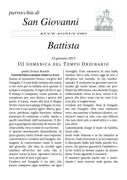 III Domenica del Tempo Ordinario 25 Gennaio 2015