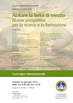 Locandina - Universit&agrave; Cattolica del Sacro Cuore
