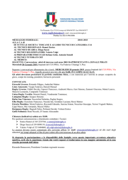 Convocazione Rappresentativa Pirati - 25/01 Pisa