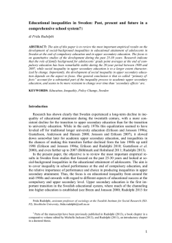 Educational inequalities in Sweden: Past, present and future in a