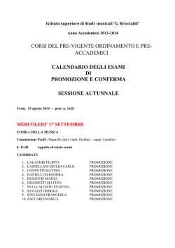 Calendario esami di Promozione e Conferma a.a. 2013