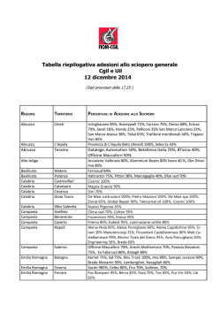 Tabella riepilogativa adesioni allo sciopero generale Cgil e