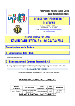 COMUNICATO UFFICIALE n. del 24/04/2014