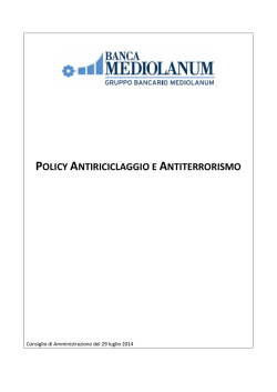 Policy Antiriciclaggio e Antiterrorismo