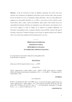 Trib. Perugia, 6 marzo 2014, n. 1127. Illegittima segnalazione alla