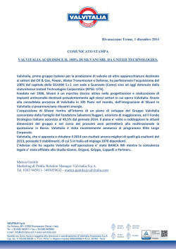 C.S. Valvitalia acquisizione Silvani ita