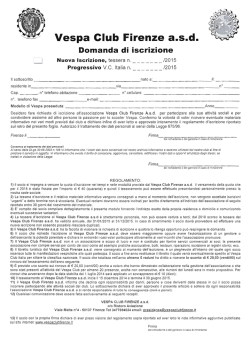 Domanda di iscrizione - IL VESPA CLUB FIRENZE asd