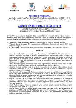 Accordo di Programma - Comune di Barletta