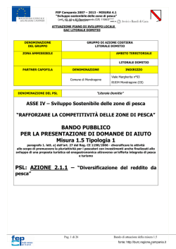 Azione 2.1.1 &ndash; diversificazione del reddito da pesca