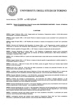 Decreto Rettorale - Corso di laurea in Infermieristica
