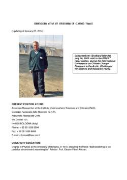 (Updating of January 27, 2014) PRESENT POSITION AT - Isac-Cnr