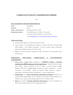 CURRICULUM VITAE AVV. MASSIMILIANO