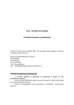 AVV. IACOPO DI PASSIO - La Citt&agrave; del Teatro