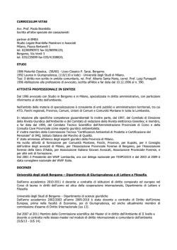 Curriculum Vitae - Universit&agrave; degli studi di Bergamo