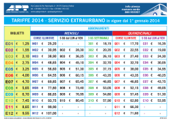 TARIFFE 2014 &middot; SERVIZIO EXTRAURBANO in vigore dal 1