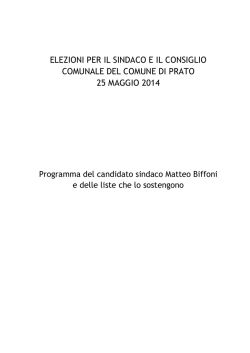 Programma elettorale Matteo Biffoni - Governo della Citt&agrave;