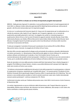 15 settembre 2014 COMUNICATO STAMPA Airet 2014