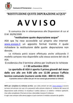 “restituzione quote depurazione acque” ASA spa ha reso