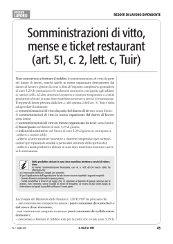 Somministrazioni di vitto, mense e ticket restaurant (art. 51, c. 2, lett
