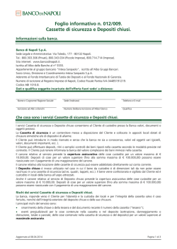 Foglio informativo n. 012/009. Cassette di