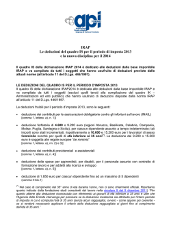 IRAP Le deduzioni del quadro IS per il periodo di imposta