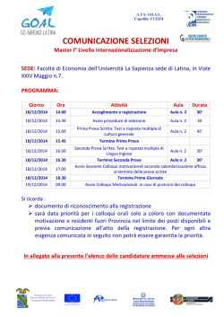 COMUNICAZIONE SELEZIONI Master I&deg; Livello