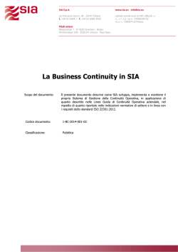 La Business Continuity in SIA