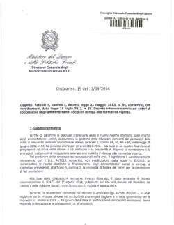 Circolare n. 19 Ministero del Lavoro