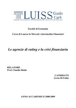 Le agenzie di rating e la crisi finanziaria
