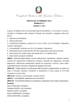 VERBALE N. 7 del 18 febbraio 2014 - Consiglio di Presidenza della