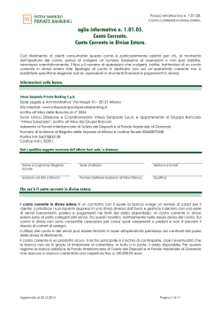 oglio informativo n. 1.01.05. Conto Corrente. Conto Corrente in