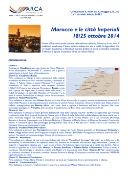 Marocco e le città Imperiali 18/25 ottobre 2014