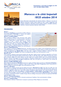 Marocco e le citt&agrave; Imperiali 18/25 ottobre 2014