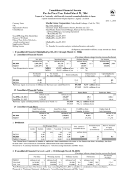 FY March 2014 Financial Results