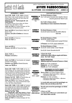 avvisi del 26 ott 2014 - Unit&agrave; Pastorale Zevio-Perzacco