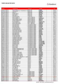 TARIFA NALINI PRO AW14