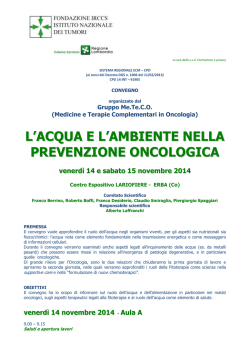 Programma - Istituto Nazionale dei Tumori